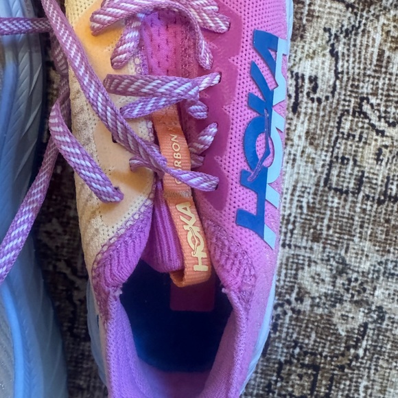 Hoka womens carbon X Pink and Orange tennis shoes size 7 worn once - Picture 6 of 6